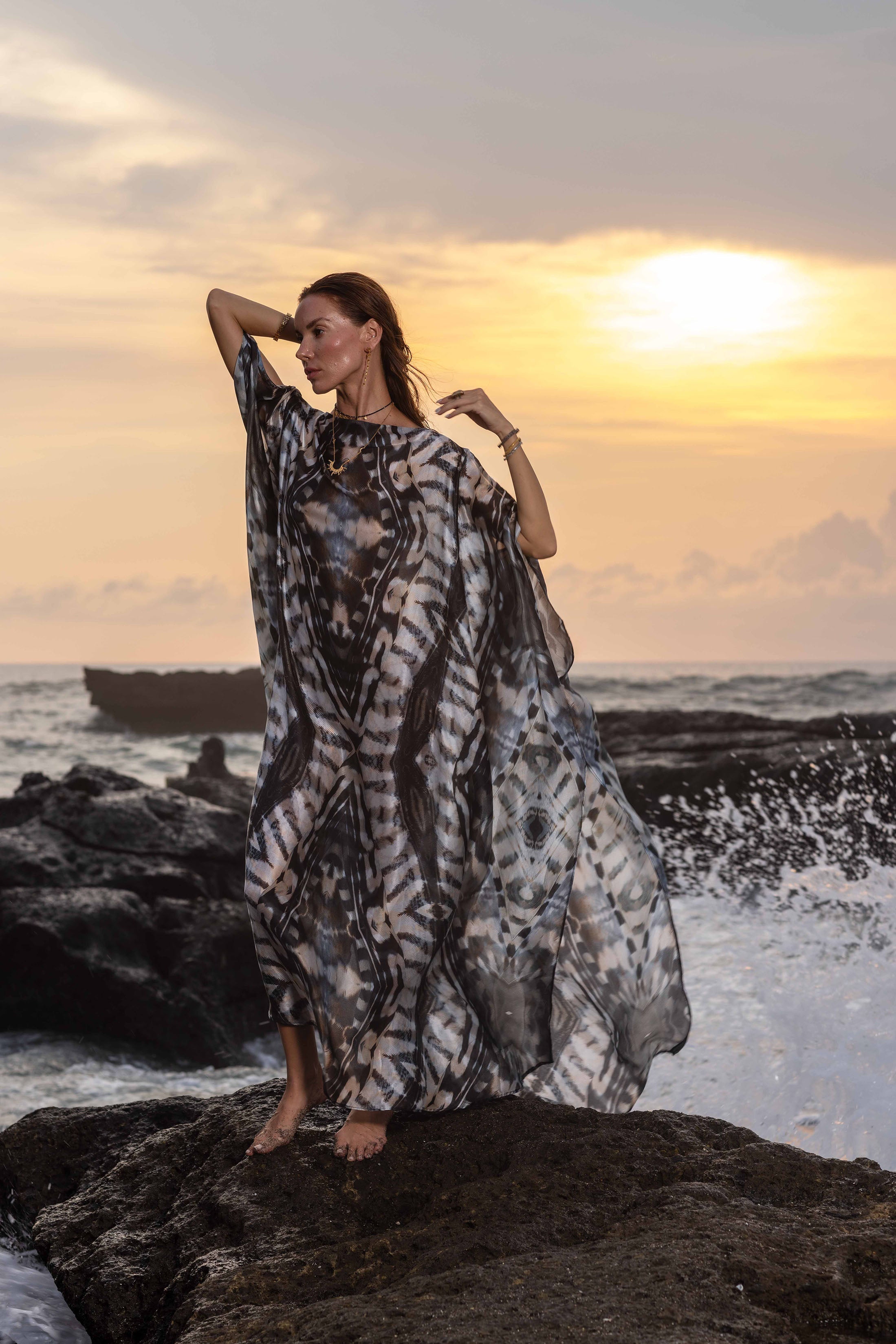 Phoenix Print - Zandra Silk Kaftan