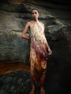 River tie Kaftan in Magma Siren print