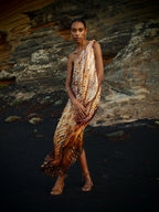 River tie Kaftan in Magma Siren print