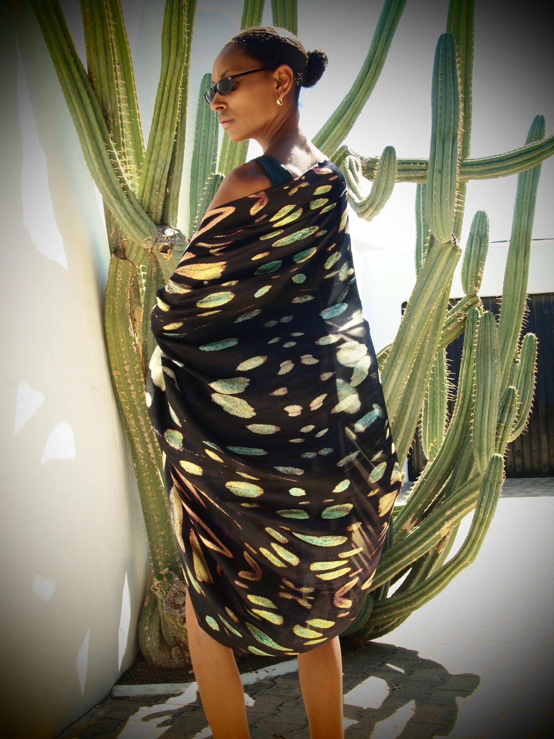 Mona Swims Obsidian Print Luxury Silk Cape