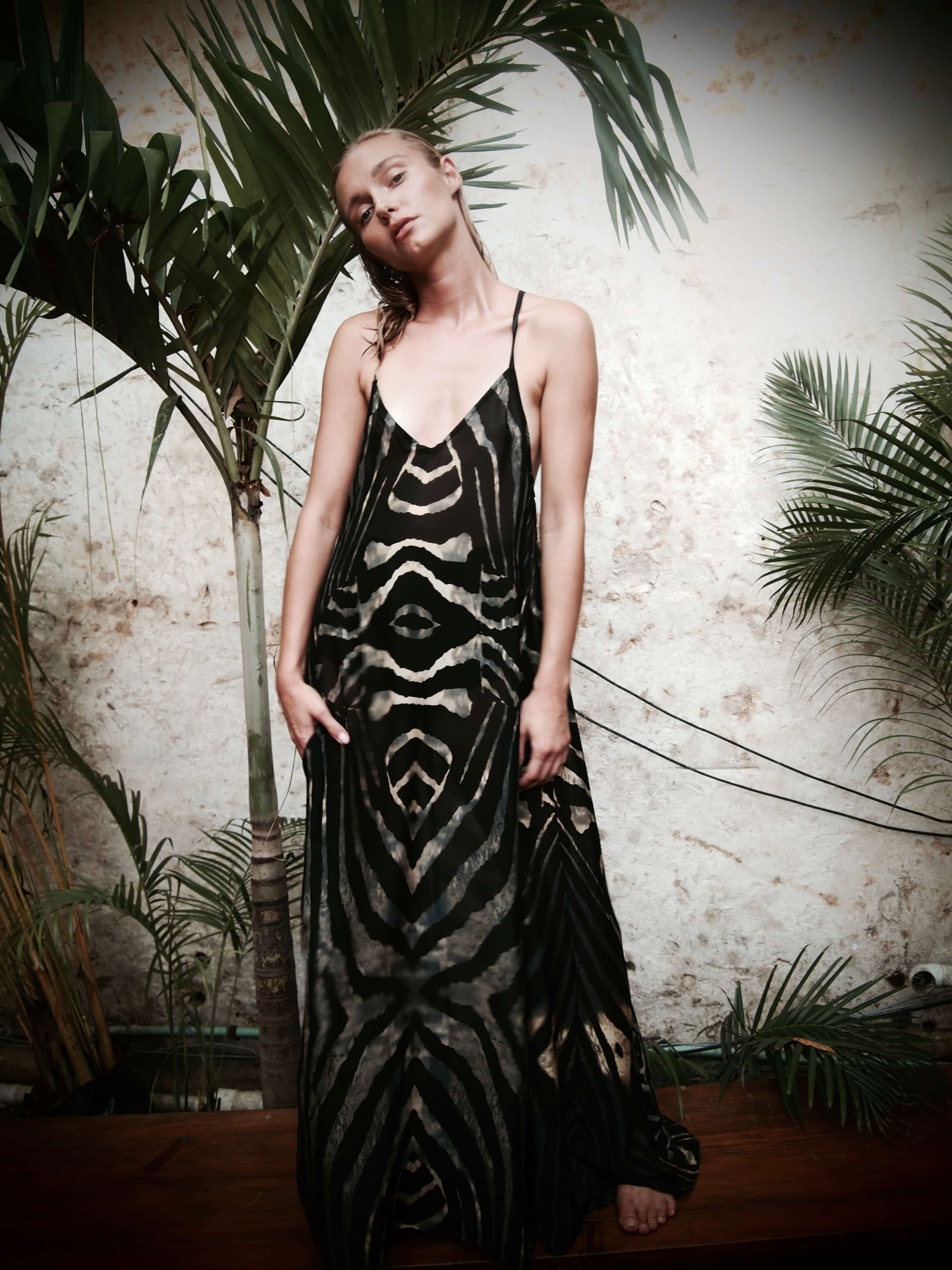 Mayan Silk Dress Moray Print