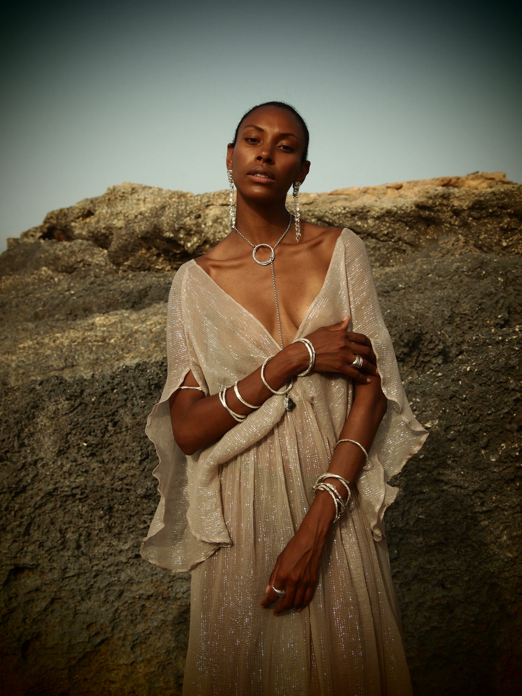 Silver Metallic Venus Kaftan