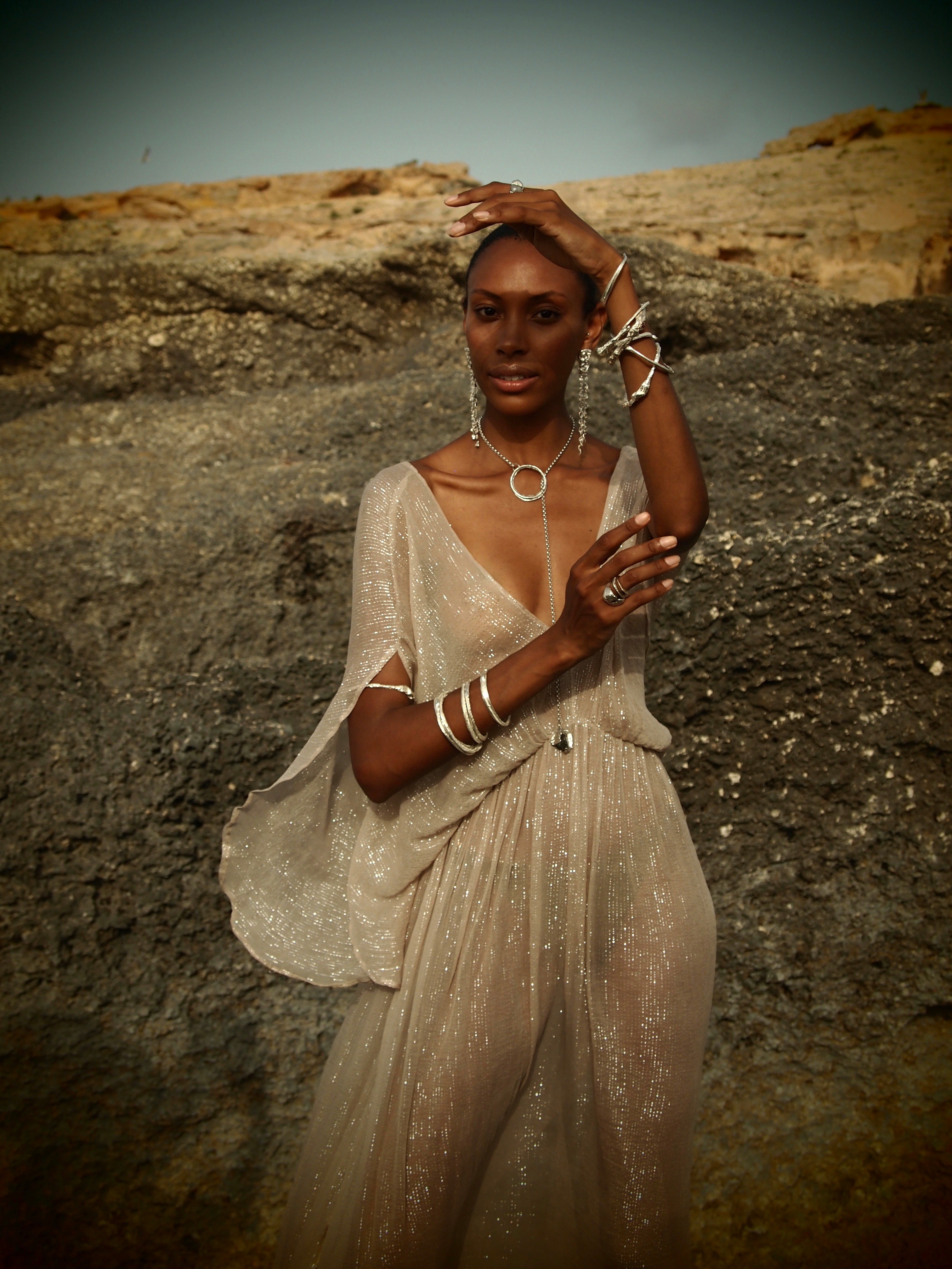 Silver Metallic Venus Kaftan