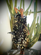 Black Obsidian Print Luxury Silk Kaftan