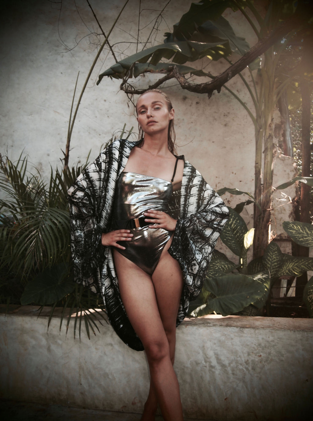 Bond Swimsuit Metallic Chrome