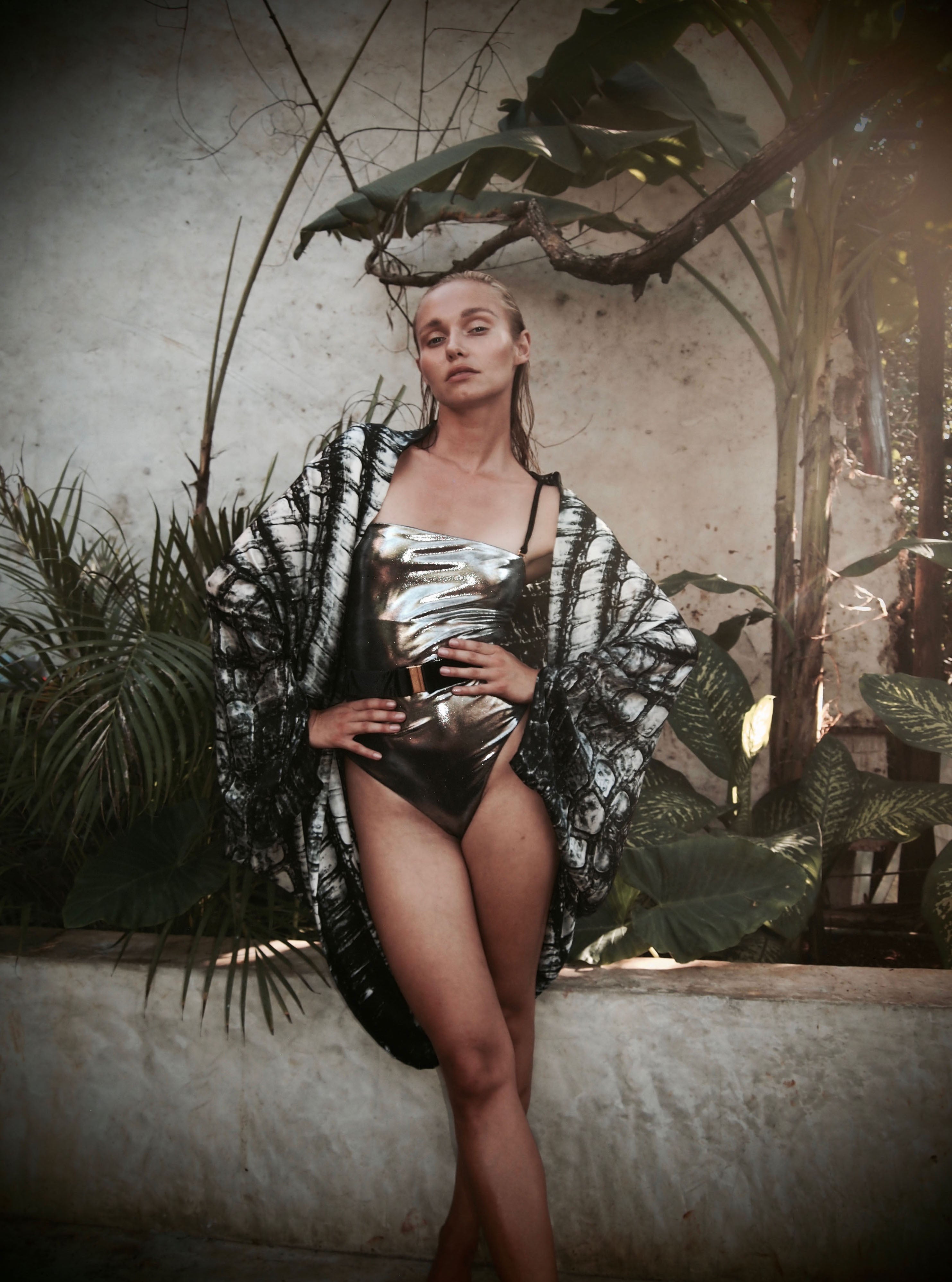 Bond Swimsuit Metallic Chrome