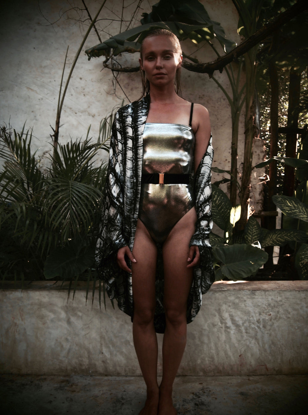 Bond Swimsuit Metallic Chrome