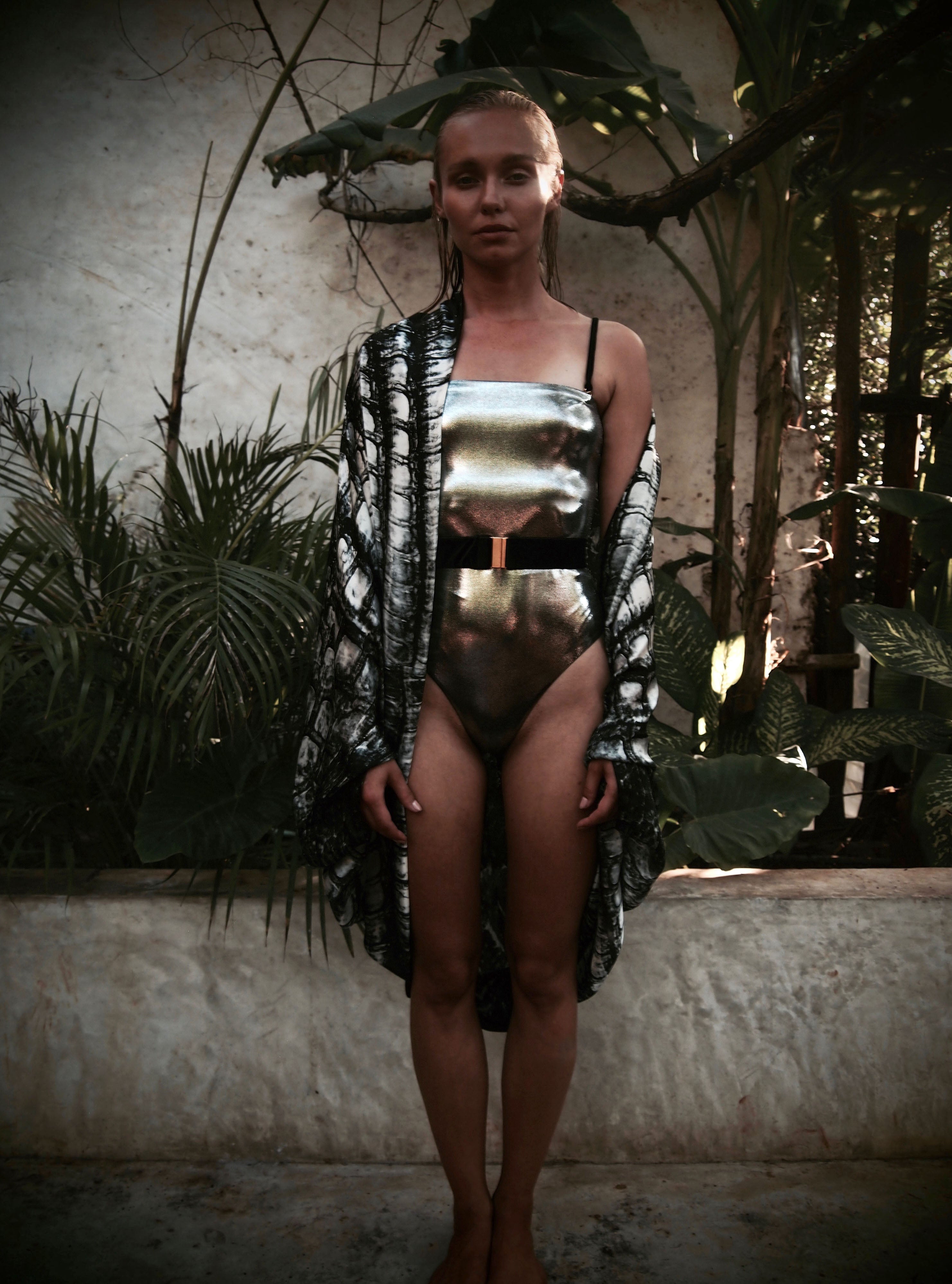 Bond Swimsuit Metallic Chrome