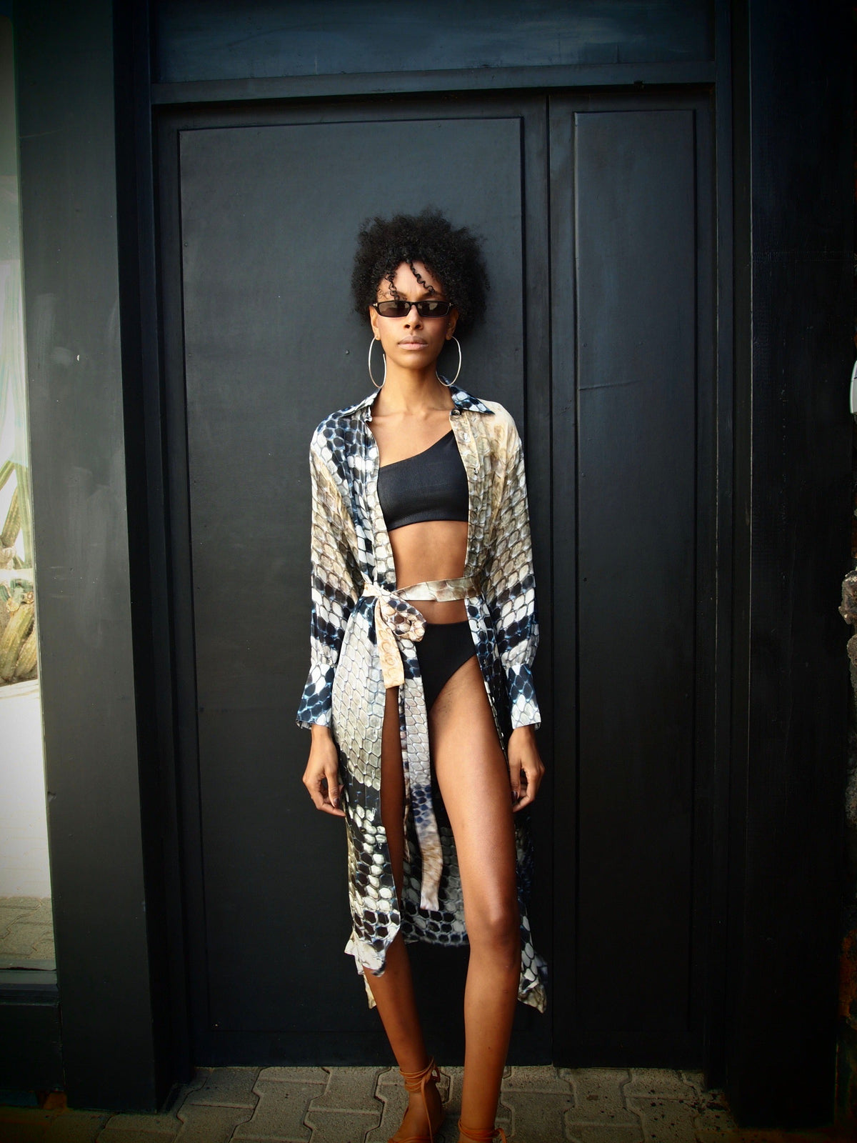 shirt dress beachwear Ladder Cutout Tiered Cover-Up Shirt Dress | Chic Beachwear