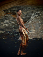 River tie Kaftan in Magma Siren print