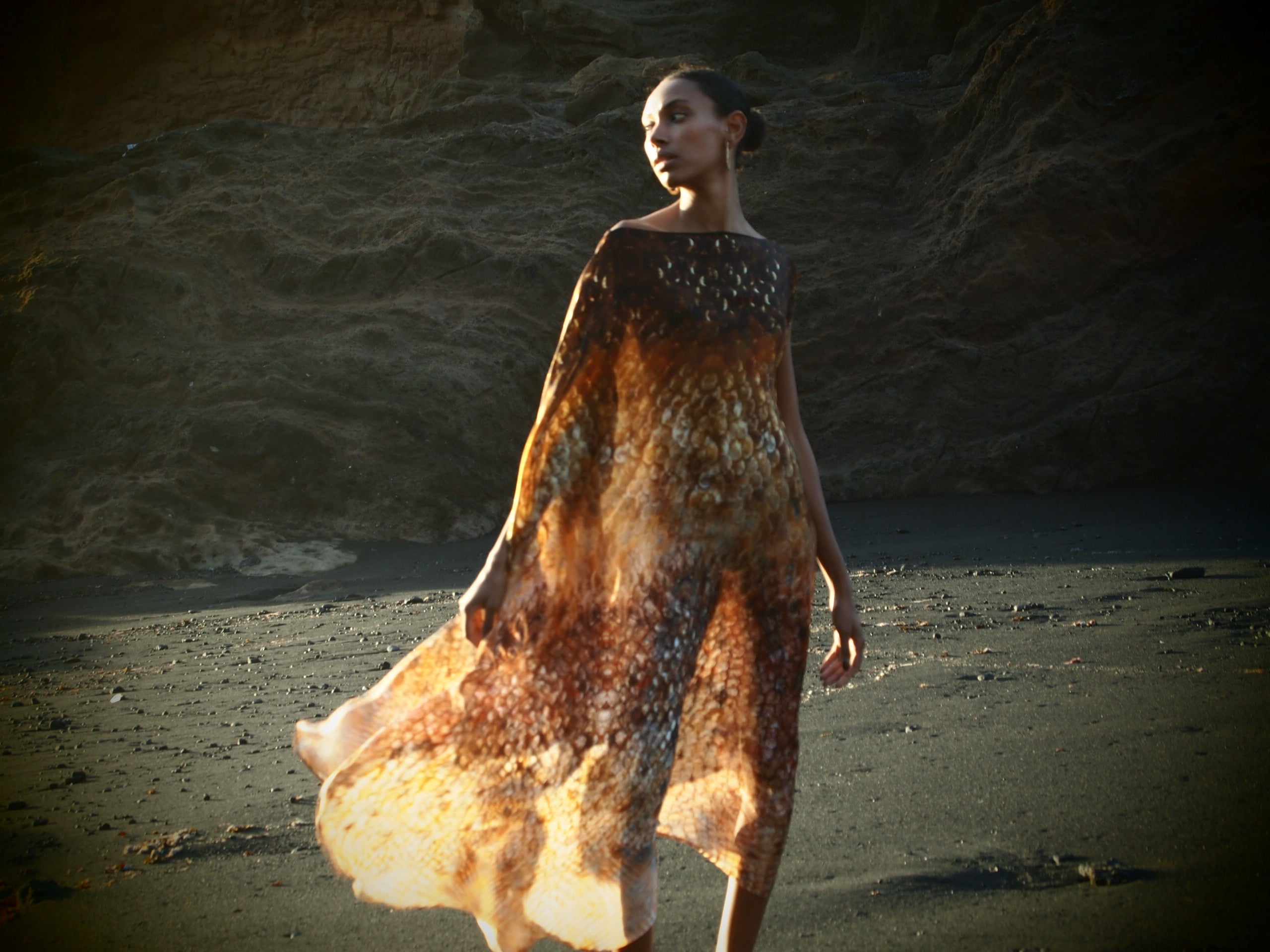 Zandra Silk Kaftan in Magma Siren Print