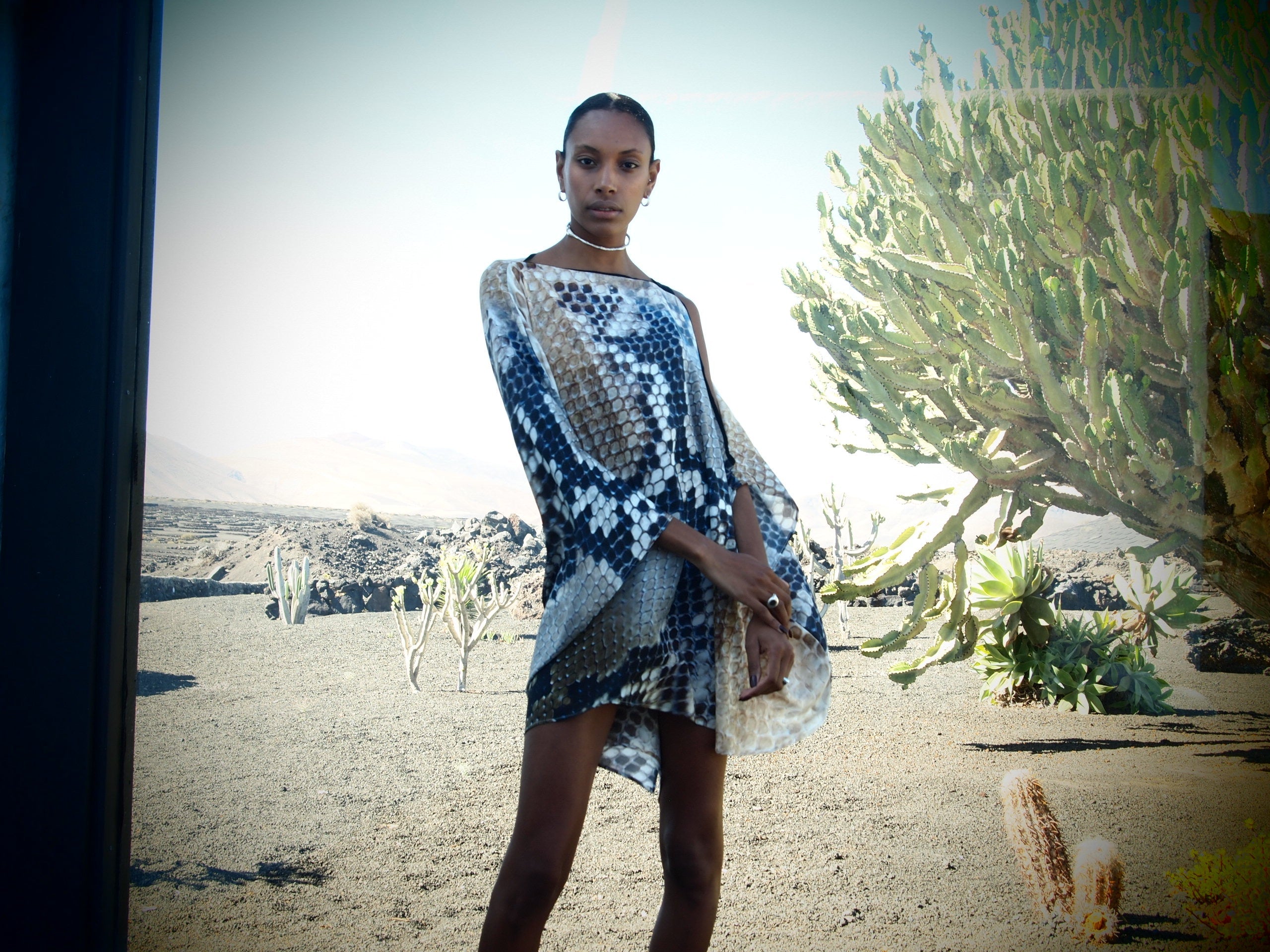 Cindy 3-Way Silk Kaftan - Cobra print