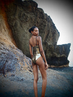 Bond Bandeau Swimsuit Metallic Gold