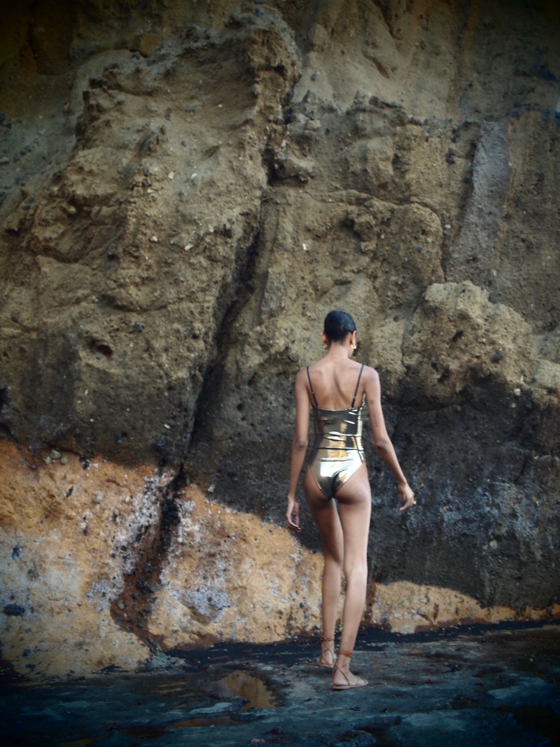 Bond Bandeau Swimsuit Metallic Gold