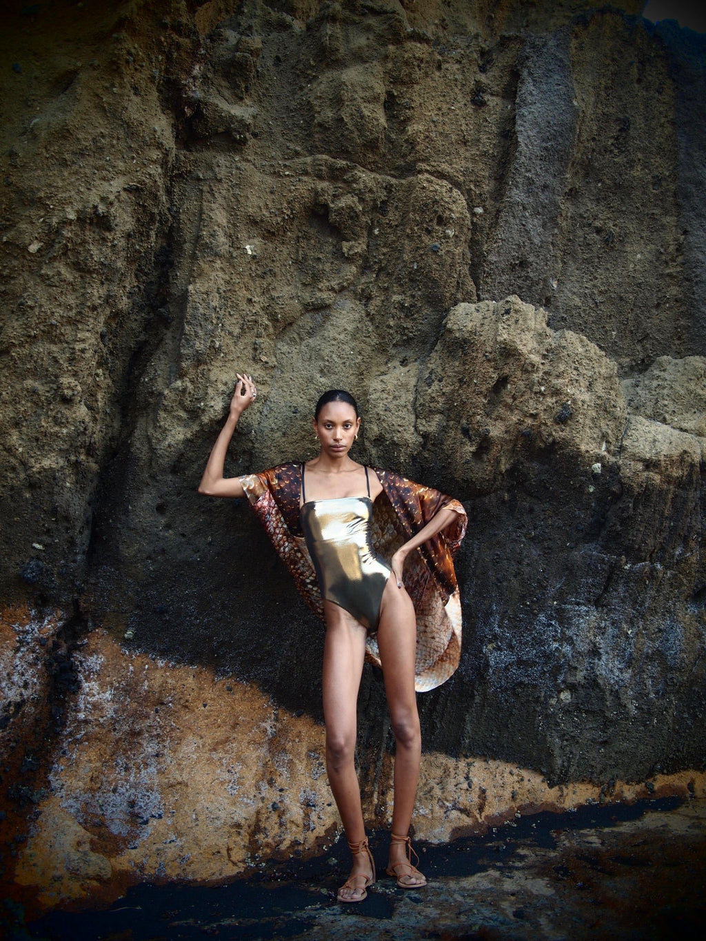 Bond Bandeau Swimsuit Metallic Gold