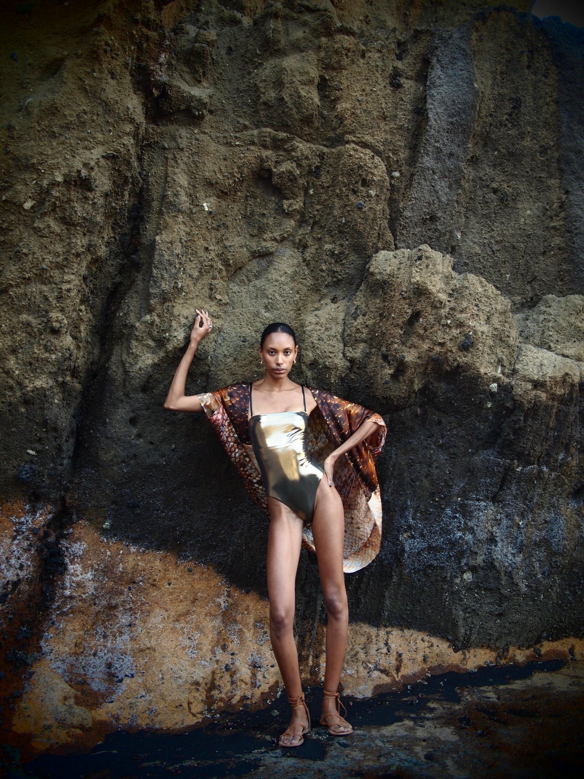 Bond Bandeau Swimsuit Metallic Gold