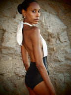 Marilyn Swimsuit in 2-tone Gold Texture and black Metallic