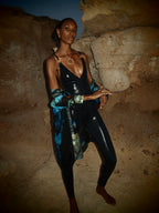 Black Metallic Catsuit