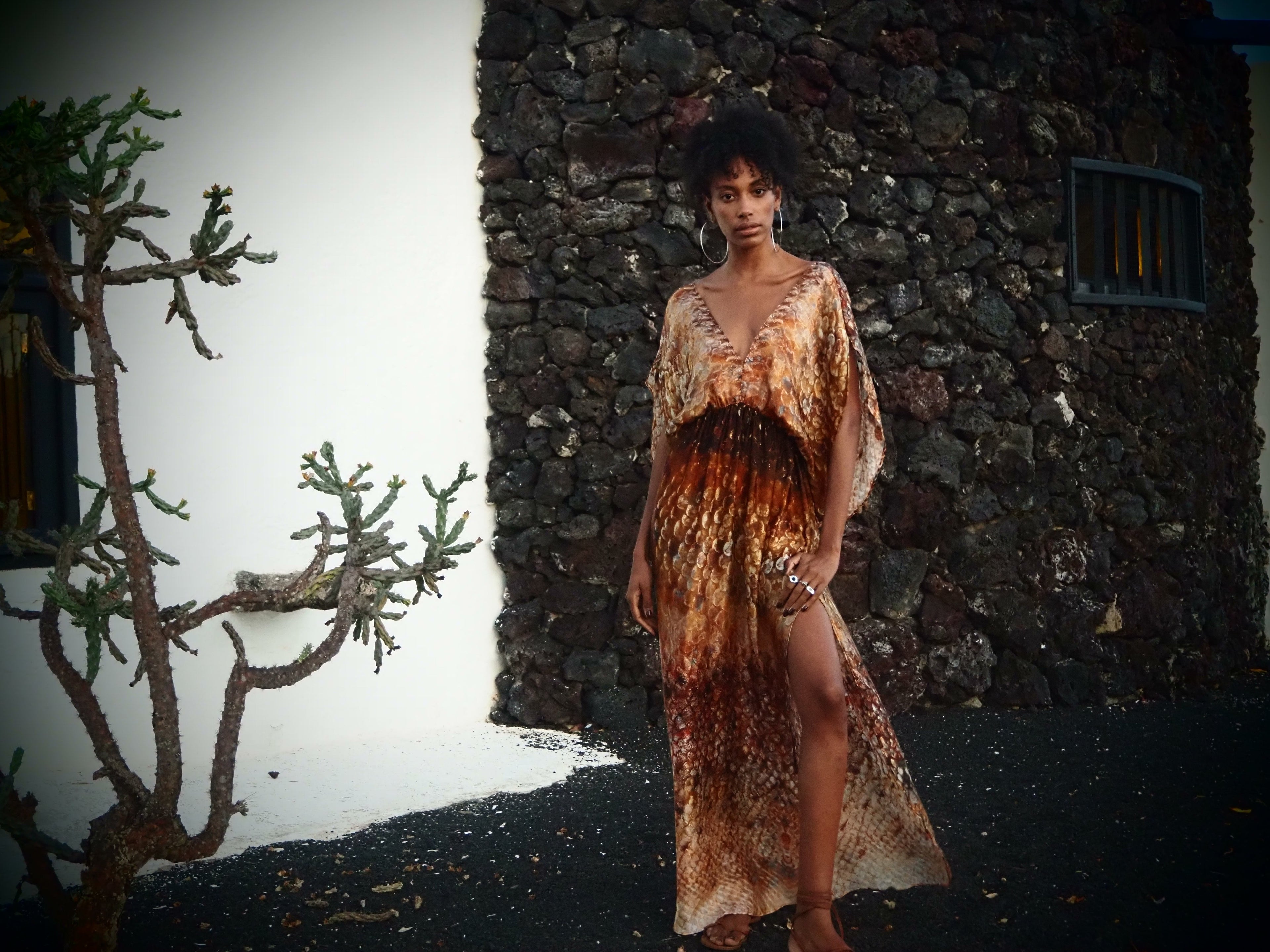 Venus Kaftan in Magma Siren print