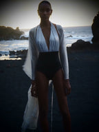 Marilyn Swimsuit in 2-tone Gold Texture and black Metallic