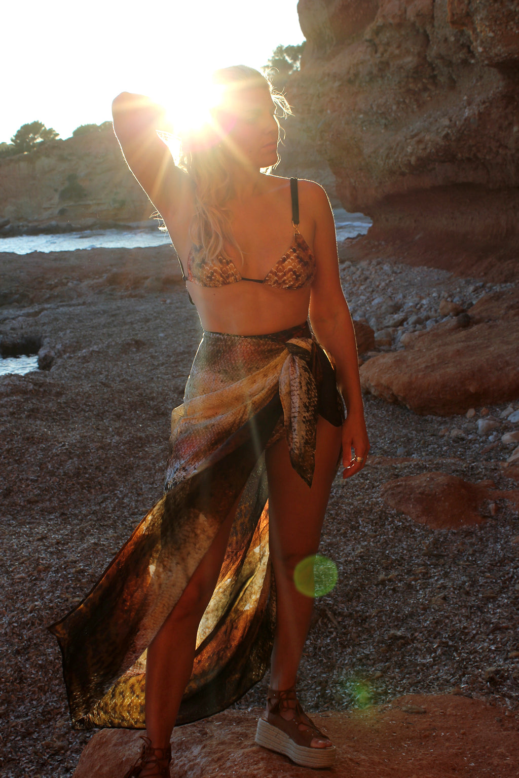 Amber Skin Print Silk Sarong