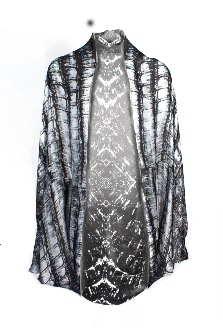 Olivia Silk Cape Caiman Print