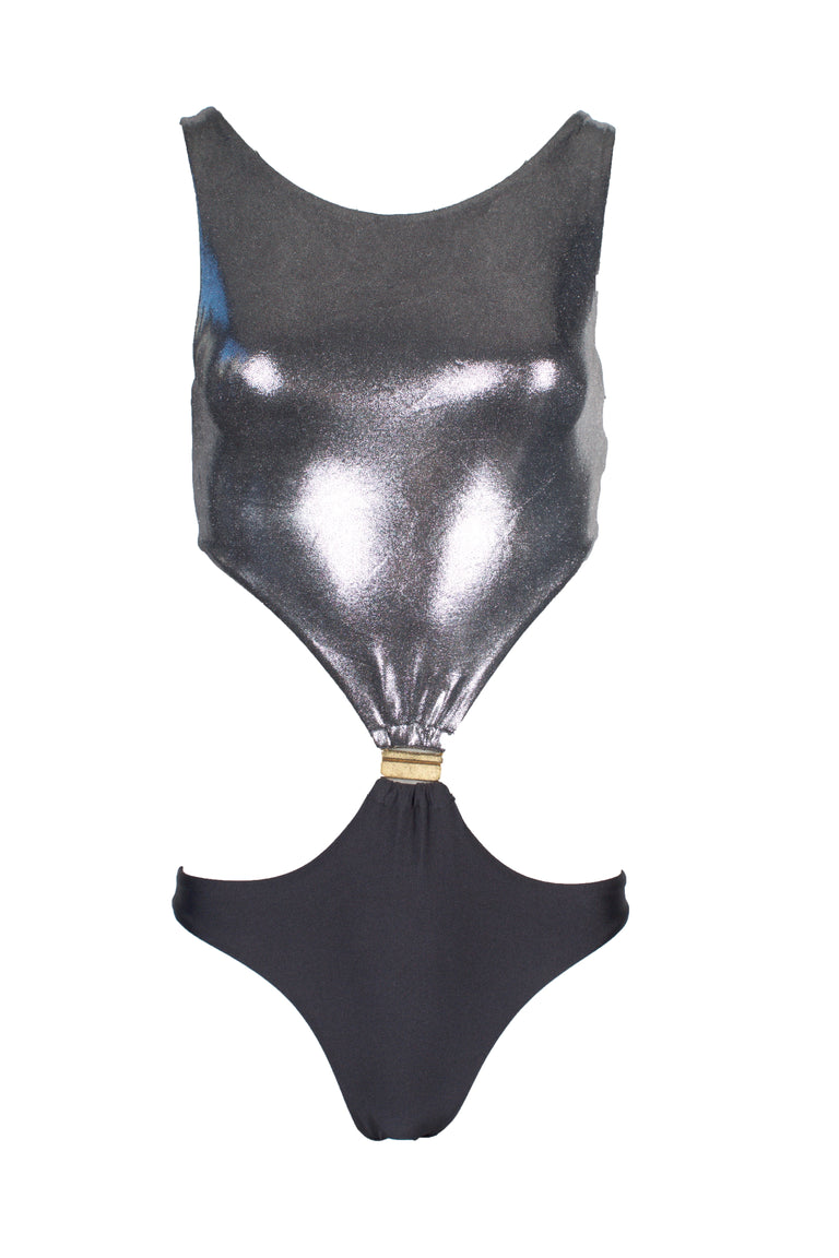 Kaia Cut-out Swimsuit Chrome