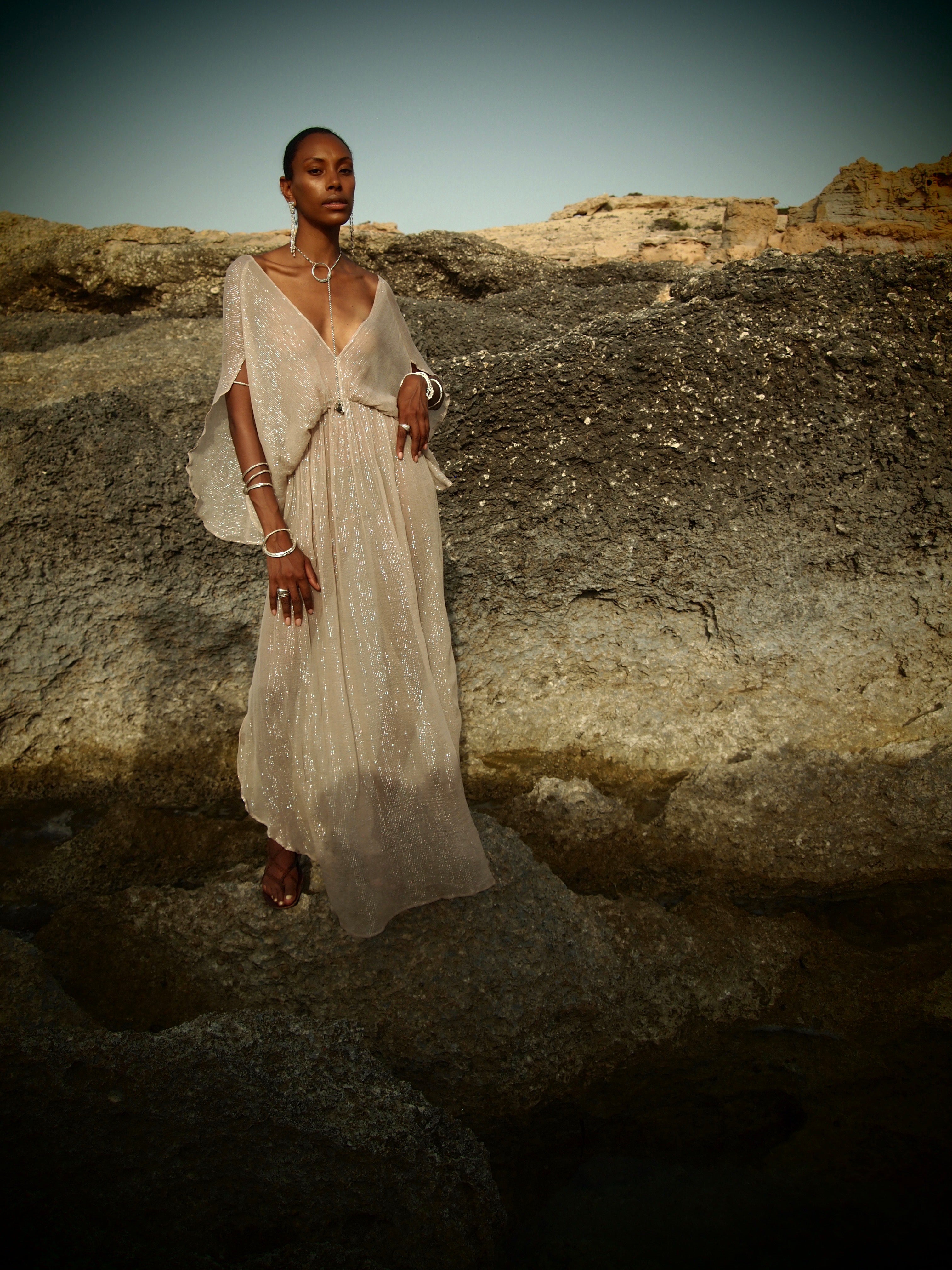 Silver Metallic Venus Kaftan