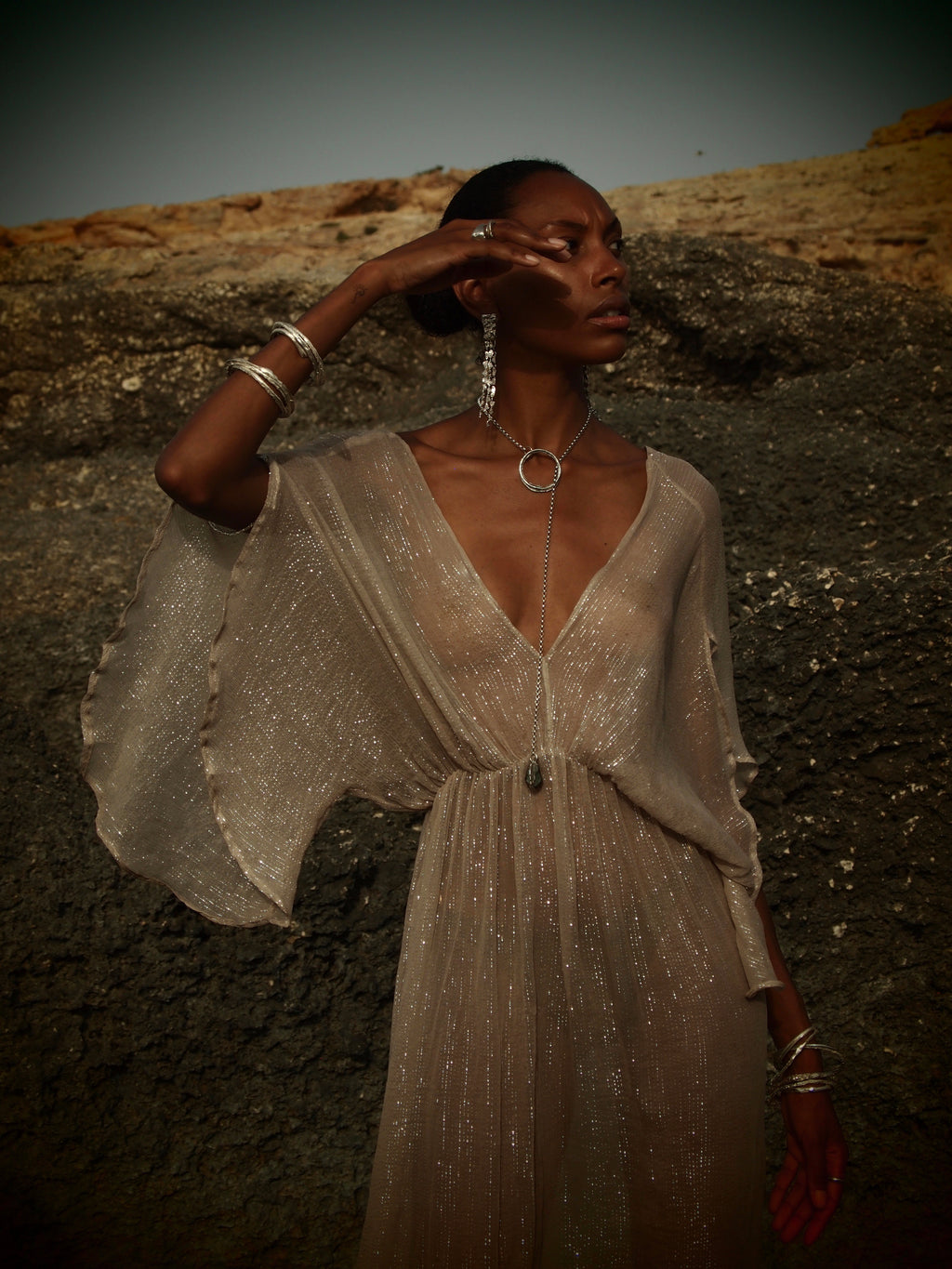 Silver Metallic Venus Kaftan