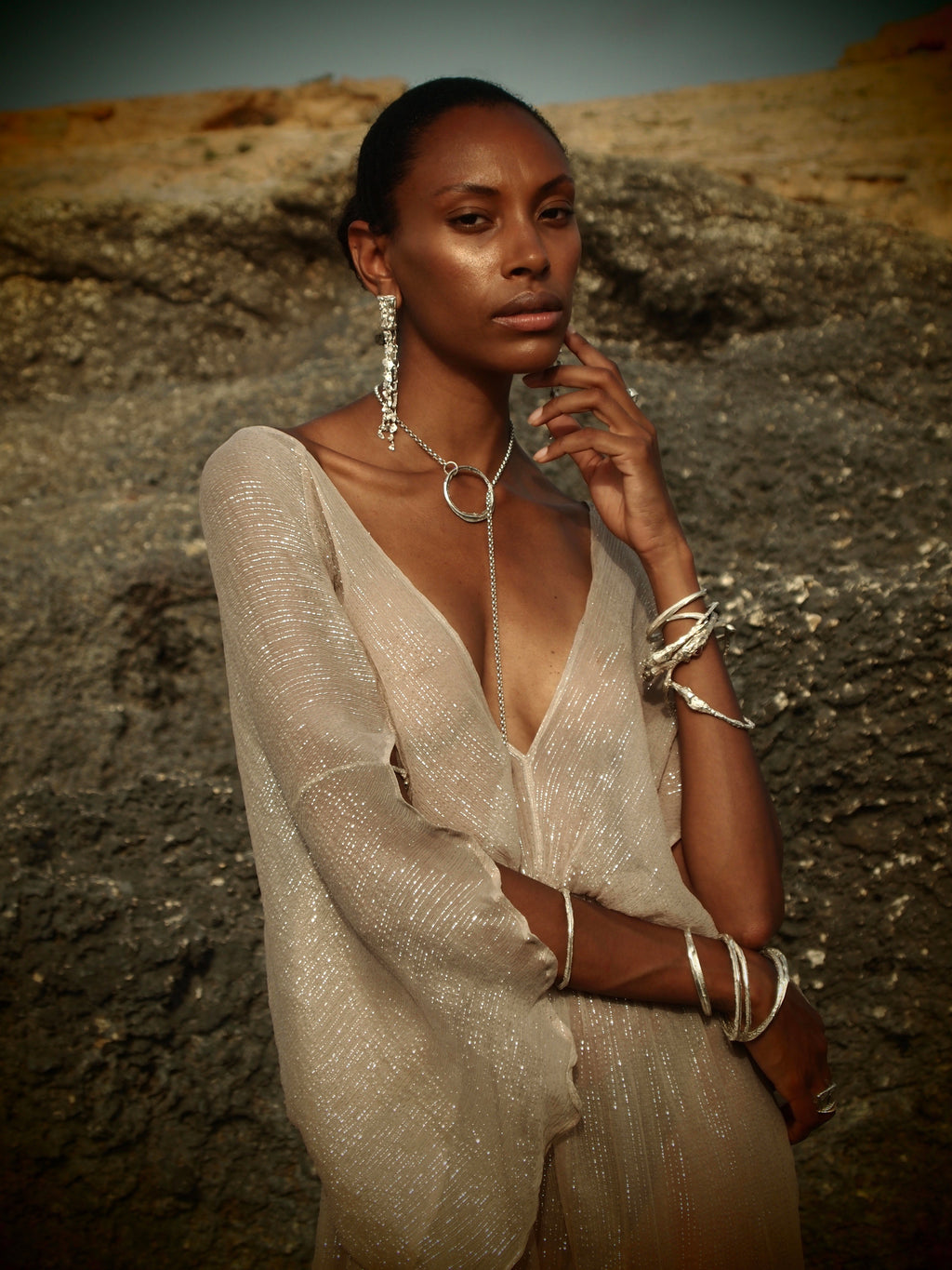 Silver Metallic Venus Kaftan