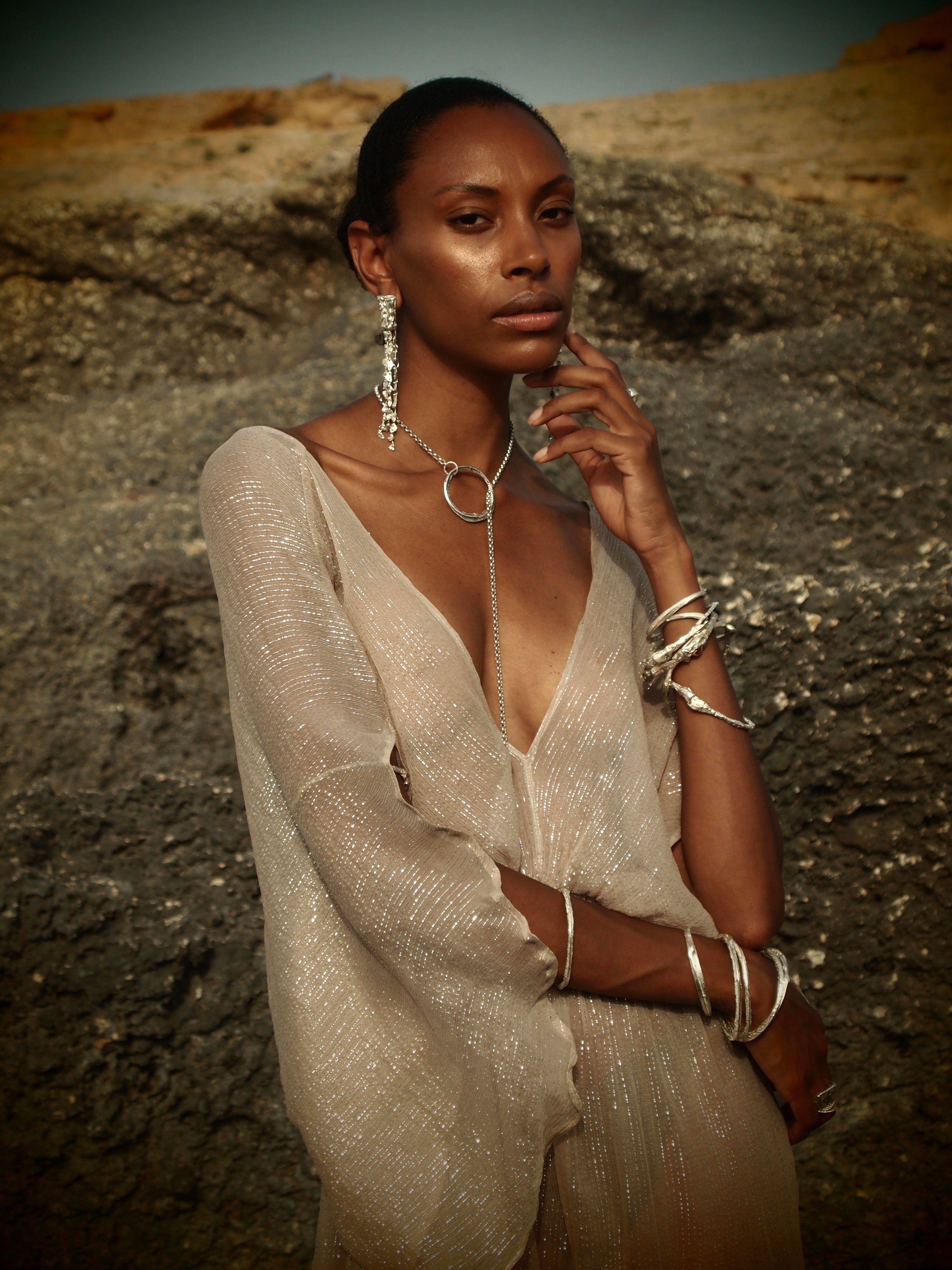 Silver Metallic Venus Kaftan